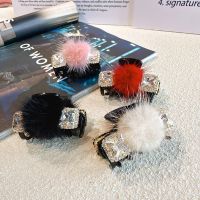 High-Grade Diamond-Embedded Hair Ball Small Jaw Clip Bangs Side Hair Back Head Shark Clip Plush Hair Claws Hair Pins Barrettes