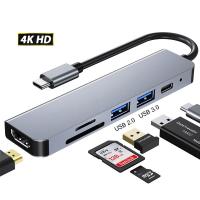 [HOT HAIXWLXKWW 589] USB C Hub ที่เข้ากันได้กับอะแดปเตอร์ Rj45 Thunderbolt 3 Dock พร้อม Jack3.5mm สำหรับ Pro/air