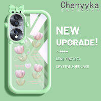 Chenyyka เคสเคสสำหรับ Honor 70 5G ลายการ์ตูนดอกไม้กันกระแทกสุดน่ารักโปร่งใสเคสมือถือเลนส์กล้องถ่ายรูปสัตว์ประหลาดตัวเล็กเคสนิ่มแบบใสปลอกซิลิโคนป้องกัน