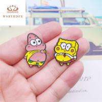 WSRYHDFE โลหะผสมอัลลอยด์ หมุดเคลือบตัวละครอนิเมะ เหลือง/ชมพู SpongeBob แผ่นป้ายสัญลักษณ์ แพทริคสตาร์ วัยรุ่นอายุยืน