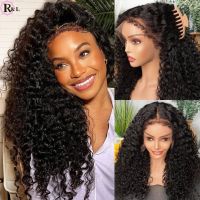 RULINDA 4C Edges Baby Hair Curly 13X4 Lace Front Wigs HD Transparent Lace Front Human Hair Wigs with Curly Baby Hair