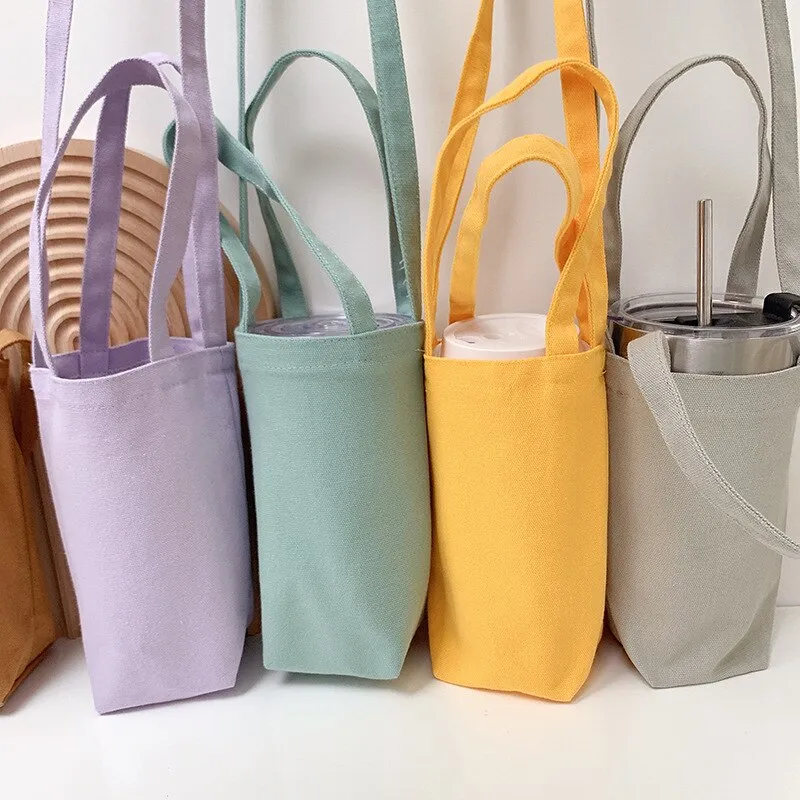 Multifunctional canvas bag 2024 with bottle holder