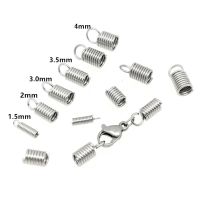 50pcs 304 สแตนเลสสตีลหลอดม้วนสายไฟสายไฟหมวกเคล็ดลับสร้อยคอหนังฤดูใบไม้ผลิ Fastener CRIMP Clasp เครื่องประดับทำ-GEIWH MALL