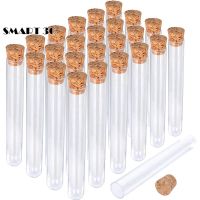 【CW】✵  20Pcs 12x100mm Transparent Laboratory Plastic Test Tubes With Corks Caps School Lab Supplies Wedding Favor Tube