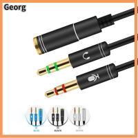 GEORG 2 Pcs ตัวลวด TPE สายสัญญาณเสียง 2ตัวผู้ถึง1ตัวเมีย รองรับการโทร สายบันทึก2-in-1 แบบพกพาได้ แกนลวดทองแดง สาย AUX ชุดหูฟังหูฟัง