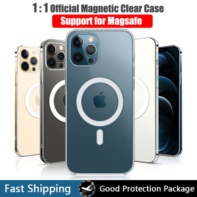 เคสโทรศัพท์ Magsafe ใสสำหรับ IPhone 15 Pro Max 14 Plus 13 Mini 12 XS Max 11 Pro XR รองรับฝาหลังป้องกันชาร์จไร้สาย