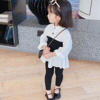 Baby Girls Cotton Korean Temperament Sweet Top kids Stitched Splicing Shirt White Blouse