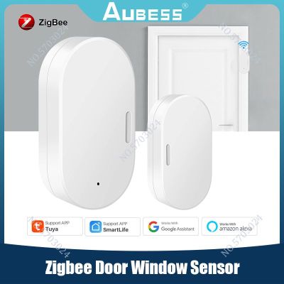 Tuya สมาร์ท Zigbee ประตูหน้าต่างเซ็นเซอร์แม่เหล็กเรียลไทม์ตรวจสอบระยะไกลตรวจจับประตูสมาร์ทการรักษาความปลอดภัยสำหรับ Home Alexa