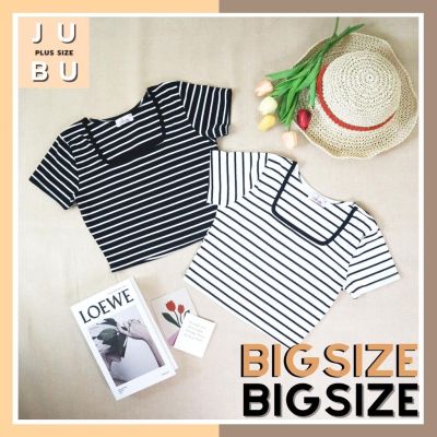 ▲۞✷ 🔥พร้อมส่ง🔥เสื้อครอปแขนสั้น ผ้าร่องลายริ้ว เสื้อครอปสาวอวบ อก34-46 นิ้ว plussize 507