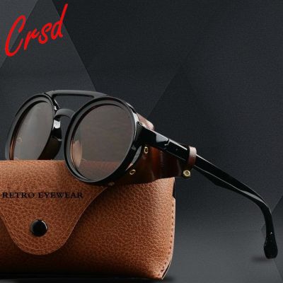 CRSD 2022 Retro Round Steampunk Sunglasses Vintage Brand Design Men Women Vintage Sun Glasses UV400 Shades Eyewear Oculos De Sol