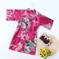 ✈ TELOTUNY Baby Kid Girls Sleeve Floral Print Silk Satin Kimono Robes Bathrobe Lace Up Thin Cardigan Nightgown Sleepwear Clothes