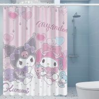 Sanrios Kuromi Cinnamoroll Shower Curtain Cute Shower Curtain Bathroom Waterproof Bath Curtain with Hooks Washable Cloth Decor