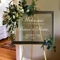 Welcome To Our Wedding Personalized Wedding Name and Date Mirror Decals Bridal Shower Wedding Welcome Sign Sticker custom A982 Cleaning Tools