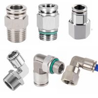 1/8 1/4 3/8 1/2 3/4 BSP NPT Female Male Pneumatic Nipple Elbow 304 Stainless Push In Quick Connector Release Air Fitting