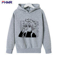 Hunter× Hunter เสื้อกันหนาวหมวกกับกระเป๋าสำหรับเด็กหนุ่มๆสาวๆภาพเคลื่อนไหวสองมิติอุปกรณ์ต่อพ่วงแจ็คเก็ตฤดูใบไม้ร่วงและฤดูหนาวขนแกะเสื้อกันหนาวเด็ก