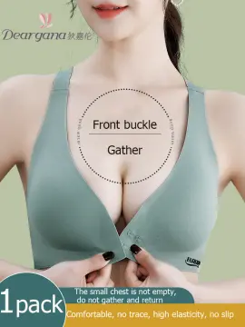 Women Front Buckle Small Chest Underwear Mother Gathered Non-steel Ring Bras  Ladies Non-marking Invisible Strapless Comfort Bras