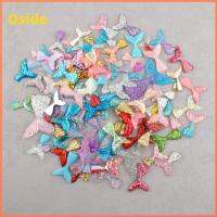 OSIDE 40PCS สีผสมกัน ลูกปัดเสน่ห์หางนางเงือกแวววาว เรซิน ปลาหางแบนหลัง การตกแต่งตกแต่ง การตกแต่งเครื่องประดับ สำหรับโทรศัพท์สมุดเก็บภาพ