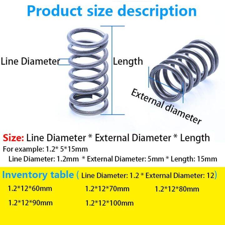 worth-buy-สปริงแบบสปริงอัดสปริงกลับแบบสปอตเส้นผ่านศูนย์กลางภายนอก1-2มม-เส้นผ่านศูนย์กลาง12มม-ยาว60มม-100มม