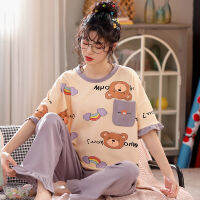 M-5XL ladies cute cartoon pyjamas sleep wear cotton plus large size big loose pajamas for women summer nightwear dropshipping