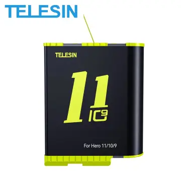 TELESIN Battery 1750 mAh for GoPro 12 Hero 12 11 10 9 Black 3 Ways LED  Light Battery Charger Storage Charger Camera Accessories