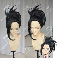 ฮีโร่ของฉัน A Cademia บากูไม่มีฮีโร่ Momo Yaoyorozu สั้นสีดำผมหางม้าความร้อน Resistent เครื่องแต่งกายคอสเพลย์วิกผม (ต้องสไตล์)