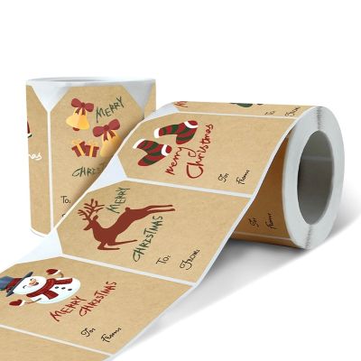 Christmas Snowman Adhesive Labels Stickers Decoration Kraft Paper Scrapbooking Seal Thank You Stickers Stationery Supplies Stickers Labels