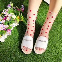 Summer Women Lace Transparent Ankle Socks Cute Polka Dot Thin Breathable Ultrathin Sexy Middle Tube Sock Socks Tights