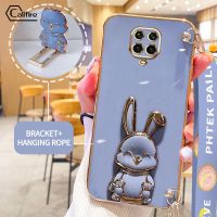 Callfire เคสพร้อมสายรัดข้อมือแบบยาวสำหรับ Xiaomi Redmi Note 9S Note 9 Pro Max Xiaomi POCO M2 Pro POCO F2 Pro Redmi K30 Pro ที่แขวนเชือกชุบโลหะนิ่มป้องกันกล้องสี่เหลี่ยมป้องกันยางกันกระแทก