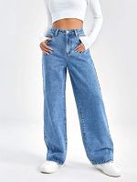 กางเกงยีนส์เอวต่ำสำหรับผู้หญิง2023กางเกงยีนส์ขาบานแฟชั่นใหม่กางเกงขาตรงกางเกงยีนส์ Y2k กางเกงยีนส์หลวมสีฟ้ากางเกงยีนส์แม่90S
