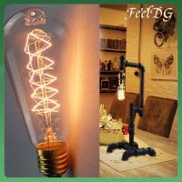 FEELDG 1 PC 40W ไฟบอล หลอดไส้โบราณ ขั้ว E27 ขั้วต่อสกรู กระจก โคมไฟเอดิสัน หลอดไฟวินเทจเรโทร เส้นใย