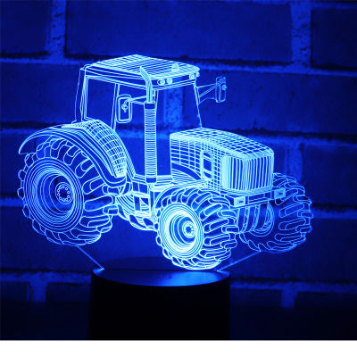 3D LED Night Light Dynamic Tractor Come Car with 7 Colors Light for Home Decoration Lamp Amazing Visualization Optical