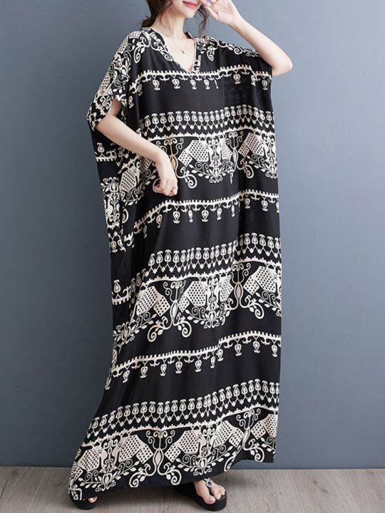 xitao-dress-vintage-fashion-casual-women-loose-print-dress