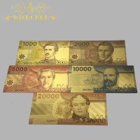 【CW】 5 Design Chile 1000 2000 5000 10000 20000 Peso Gold Banknote 24k Plated Collection