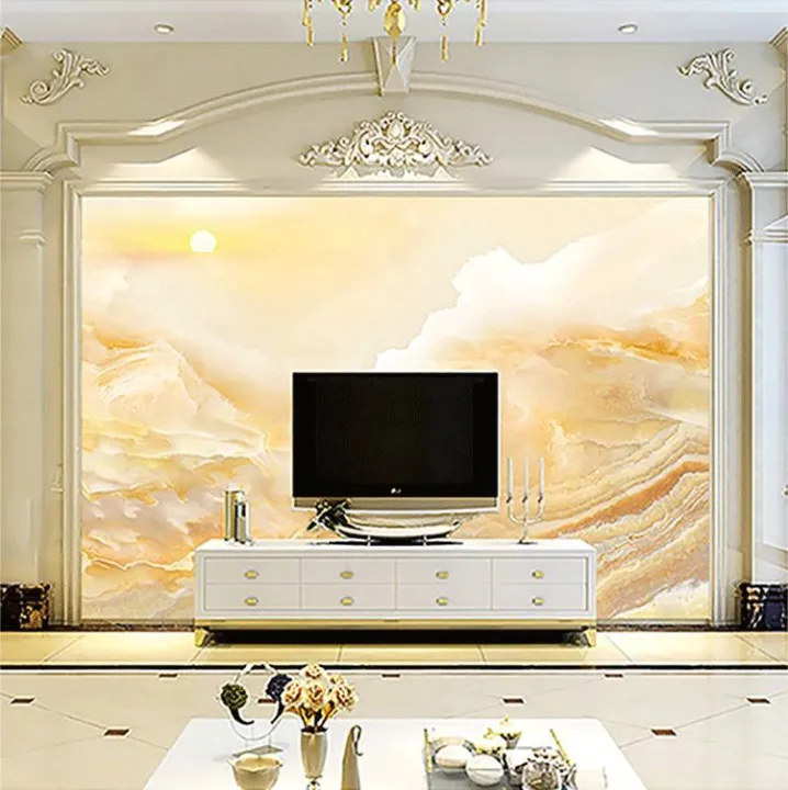 New Chinese Style Living Room TV Background Wall Wallpaper 8D Plain - View #5
