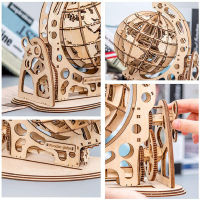 Wooden Globe Puzzle Mechanical Drive Model Transmission Gear Rotate Assembling Puzzles ของเล่นเพื่อการศึกษา