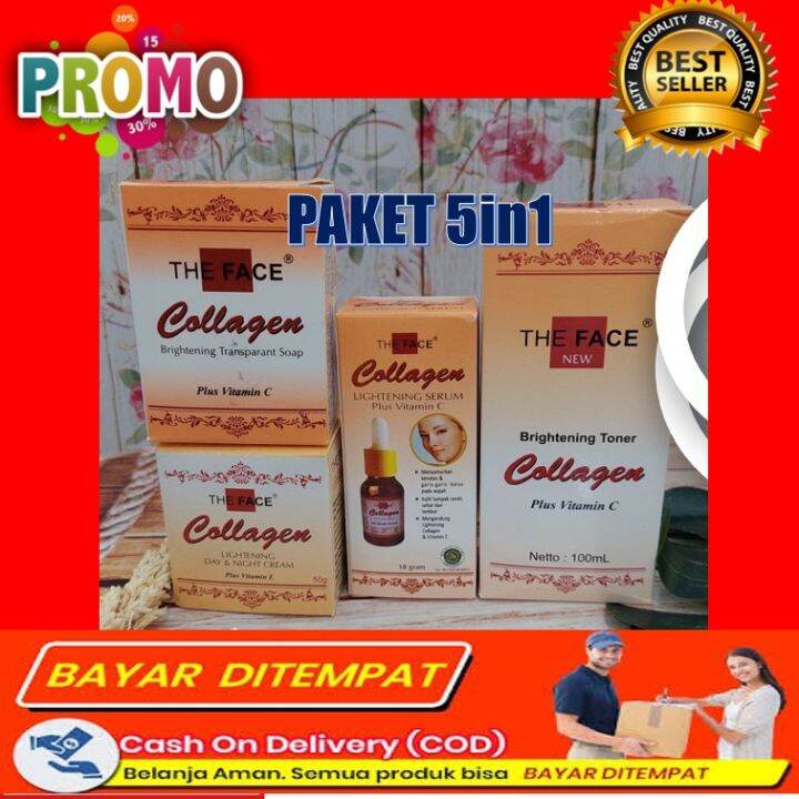 PAKET CREAM COLLAGEN THE FACE 5in1 BPOM / PAKET LENGKAP COLLAGEN 5 IN 1