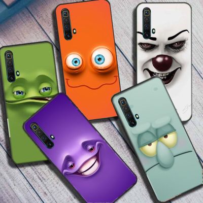 Funny Face For Realme X3 SuperZoom Case Silicone TPU Soft Cute Phone Cover RealmeX3 SuperZoom X 3 Fundas Cartoon Black Bumpers Electrical Connectors