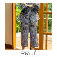 [FAFALU Kimono] Blue Kimono Pants กางเกงขายาว 5 ส่วน กิโมโนลายกระสีฟ้า