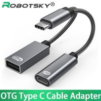 อะแดปเตอร์โทรศัพท์สาย OTG Type C USB2.0เป็น USB ตัวแปลงข้อมูล Typec พร้อมชาร์จพอร์ต PD สำหรับอะแดปเตอร์ Samsung Googletv Chromecast