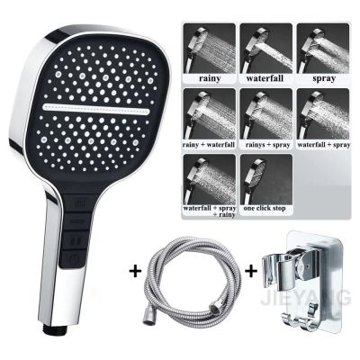 Shower Head Water Saving Piano 7 Mode Adjustable High Pressure Shower One-key Stop Water Massage Eco Shower Bathroom Accessories Showerheads