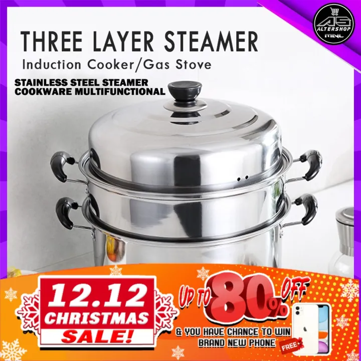 Original 3 Layers Steamer for Puto 3 Layer Siomai Steamer Stainless Cookware Multifunctional