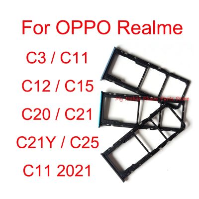 Dual Sim Card Tray Holder Slot Adapter สําหรับ OPPO Realme C3 C12 C15 C20 C21 C21Y C25 C11 2021 Card Tray Reader Holder อะไหล่