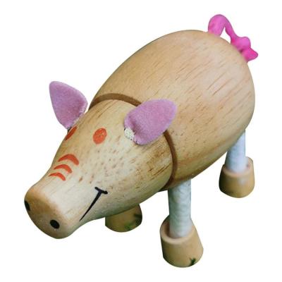 Wooden Pig Decor Pink Pig Puppet Decor Solid Wood Ornaments Wooden Play Gifts Decorations Childrens Puppet Toy Creative Decoration Gift grand