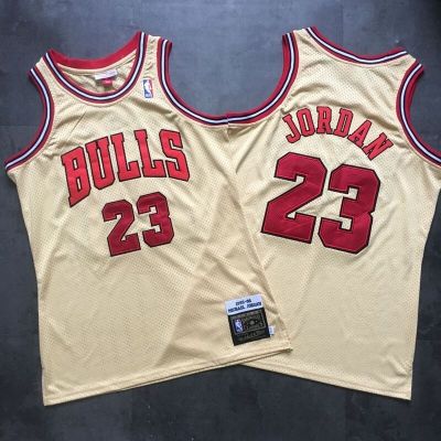∈ เสื้อเจอร์ซีย์ NBA Men S Chicago Bulls 1995-96 Gold Swingman