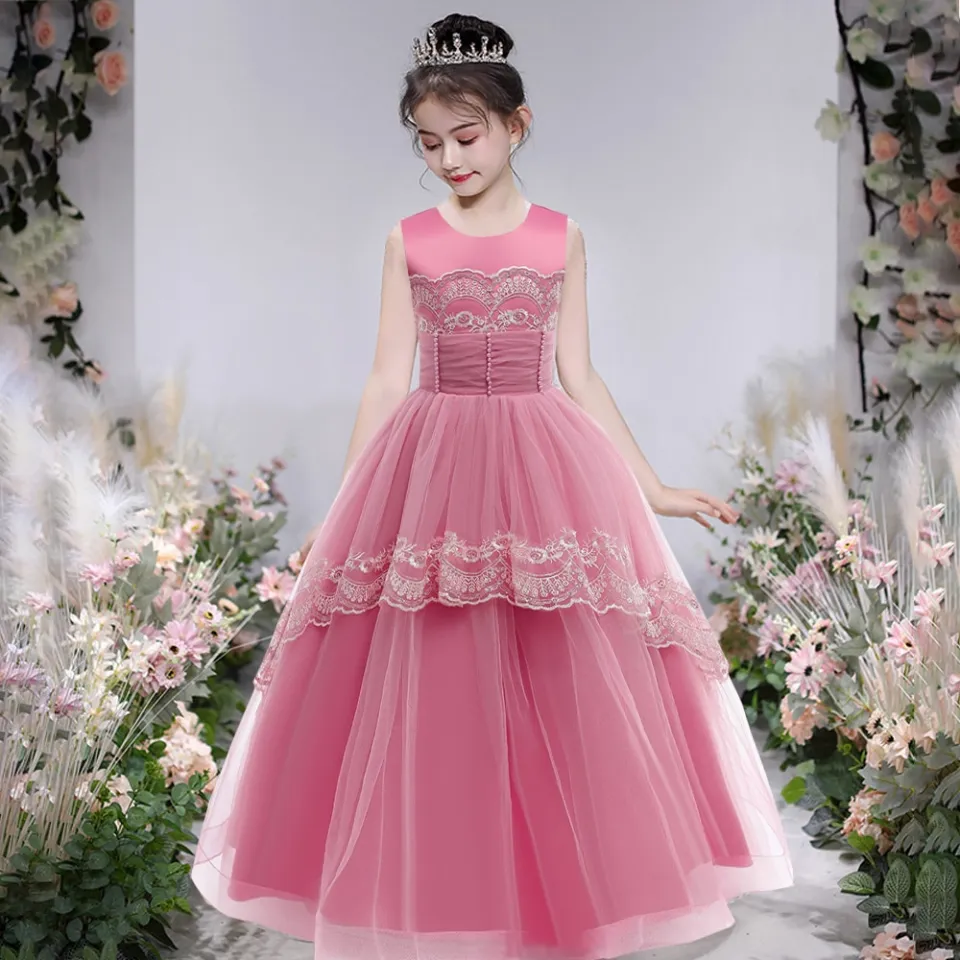 Teenager Flower Girls Dress Elegant Evening Bridesmaid Sleeveless Kids Long  Dresses For Girls Children Princess Dress Party Wedding Dress for 4-14 years  kids | Lazada Singapore