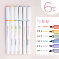 Fluorescent Pen Makaron Morandi Light Color Marking Silver Light Marking Multicolor Soft Head