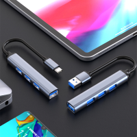 พอร์ต USB Hub Type-C 4 in 1 และ USB 3.0 อะแดปเตอร์ฮับ OTG ความเร็วสูงสำหรับการถ่ายโอนข้อมูลแล็ปท็อป โน๊ตบุ๊ค พีซี