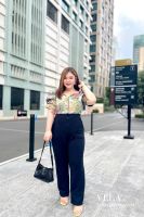 [ส่งไว] V-JL49 PLUS SIZE JUMPSUIT จั้มสูทสาวอวบ ผ้าทอสไตล์ฝรั่งเศษ (L/XL40-44”) ชุดสาวอวบ ชุดออกงานหรูๆ ชุดทำงาน ชุดทำบุญ ชุดงานบุญ ชุดงานบวช แฟชั่นผู้หญิง2022