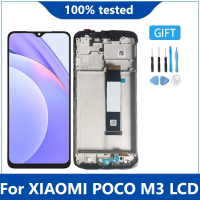 จอแอลซีดีต้นฉบับสำหรับ6.53 "; เหมาะสำหรับ Xiaomi POCO M3หน้าจอแสดงผล LCD สำหรับ POCO M3จอแสดงผล LCD M2010J19CT Cg ที่มีกรอบ