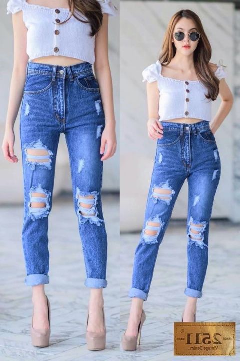 new-arrival-สินค้าใหม่-2511-vintage-denim-jeans-by-araya-กางเกงยีนส์-กางเกงยีนส์-ผญ-กางเกงแฟชั่นผู้หญิง-กางเกงยีนส์เอวสูง-กางเกงยีนส์ทรงบอย-ผ้าไม่ยืด